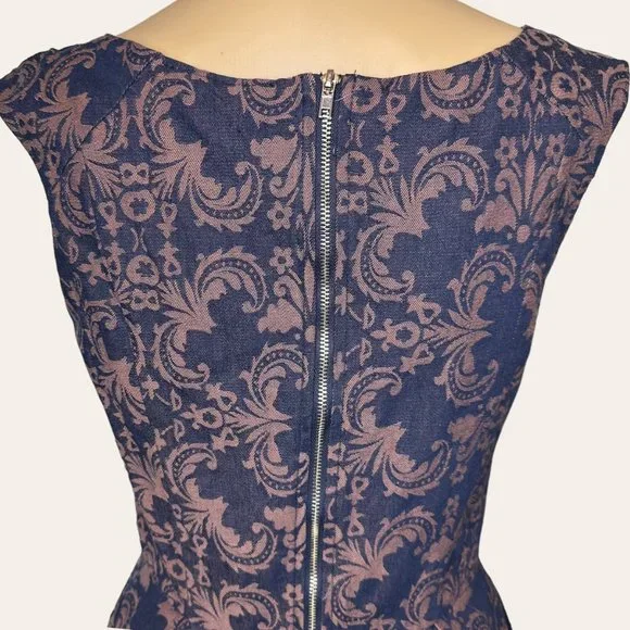 Addie|Fit & Flare Dress|Small|Brown Black|Knee Length|Sleeveless|Pleated|Cotton - Picture 5 of 15